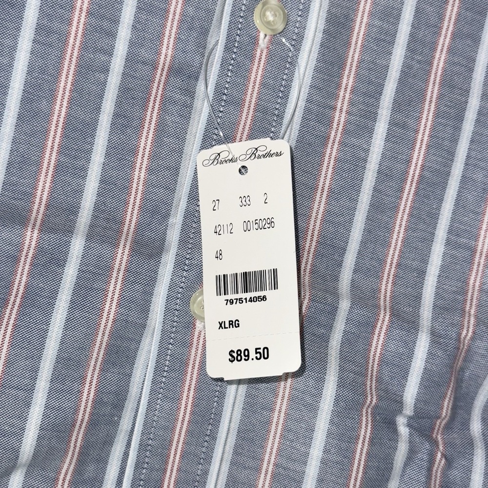 NWT Brooks Brothers Long Sleeve Button Down Regent Men's XL Blue Striped Stretch - Picture 4 of 7